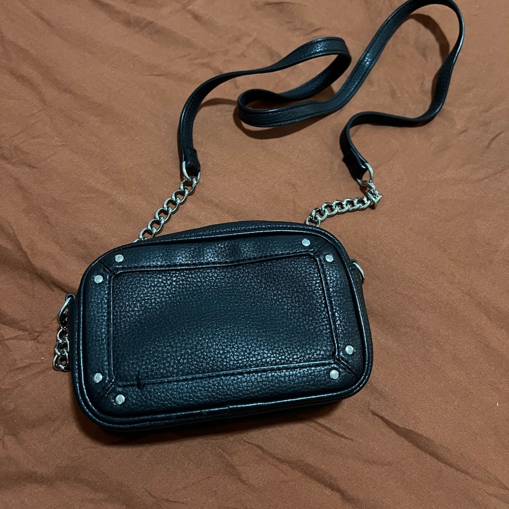 Express Black Leather Crossbody Bag